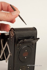 The vintage Kodak 127A Autographic folding camera I inherited from my uncle. This image shows the stylus pen that came with the camera.