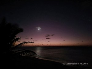 A deep purple sunset at San Salvador Island, Bahamas.