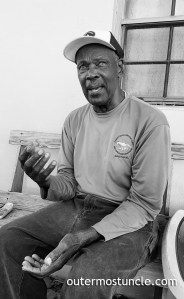 A black and white portrait of Nat Walker. Sugarloaf, San Salvador Island, Bahamas.