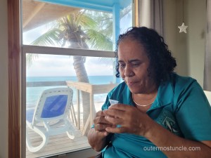 Angela, taking a DNA test. 2024