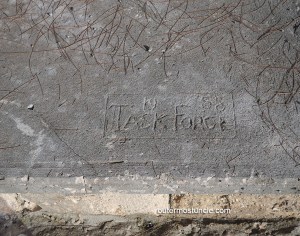 The words in stone say "1958" Task Force". Found on San Salvador Island, Bahamas.