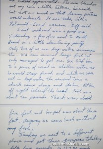 A vintage letter where Bill tells a story of a shark, stealing their fish.
