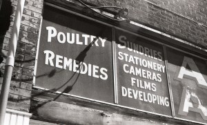 Vintage window advertising in the midwest. 