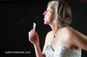 Me, spitting at the test tube.