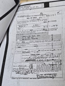 Donald Diehl's aircraft's bill of sale.