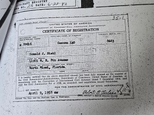 Donald Diehl's certificate of registration.