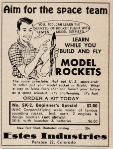 A vintage ad for model rockets.