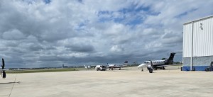 Aircraft, parked at Melbourne Airport.