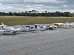 Small aircraft parked at Valkaria Airport, Florida.